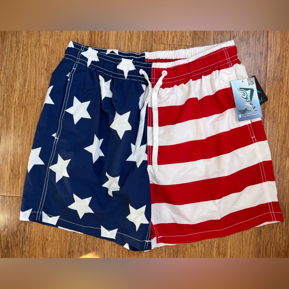 Men's American Flag Swim Trunks Kanu Surf Size XL NWT. 1247